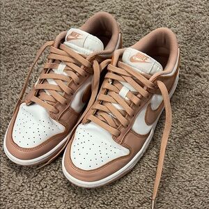 Nike Women's Dusty Pink and White Dunks